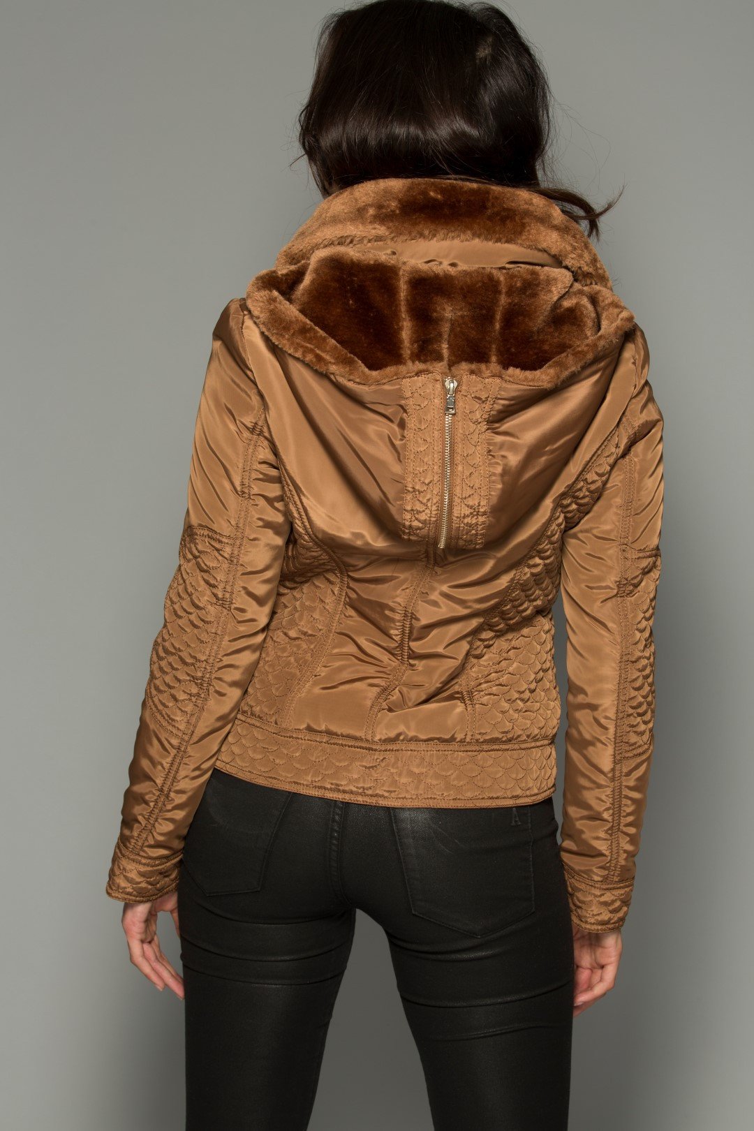 Luxe Hooded Faux Fur Trim Puff Jacket - Image 2