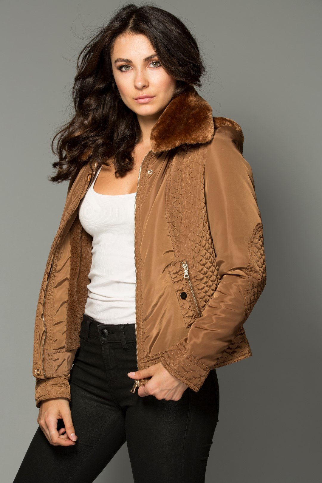 Luxe Hooded Faux Fur Trim Puff Jacket - Image 4