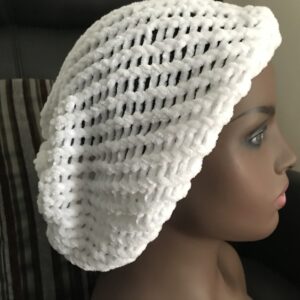 Hand Crafted Chenille Slouchy Beanie - White