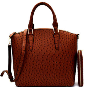 Ostrich Printed Top Handle Handbag