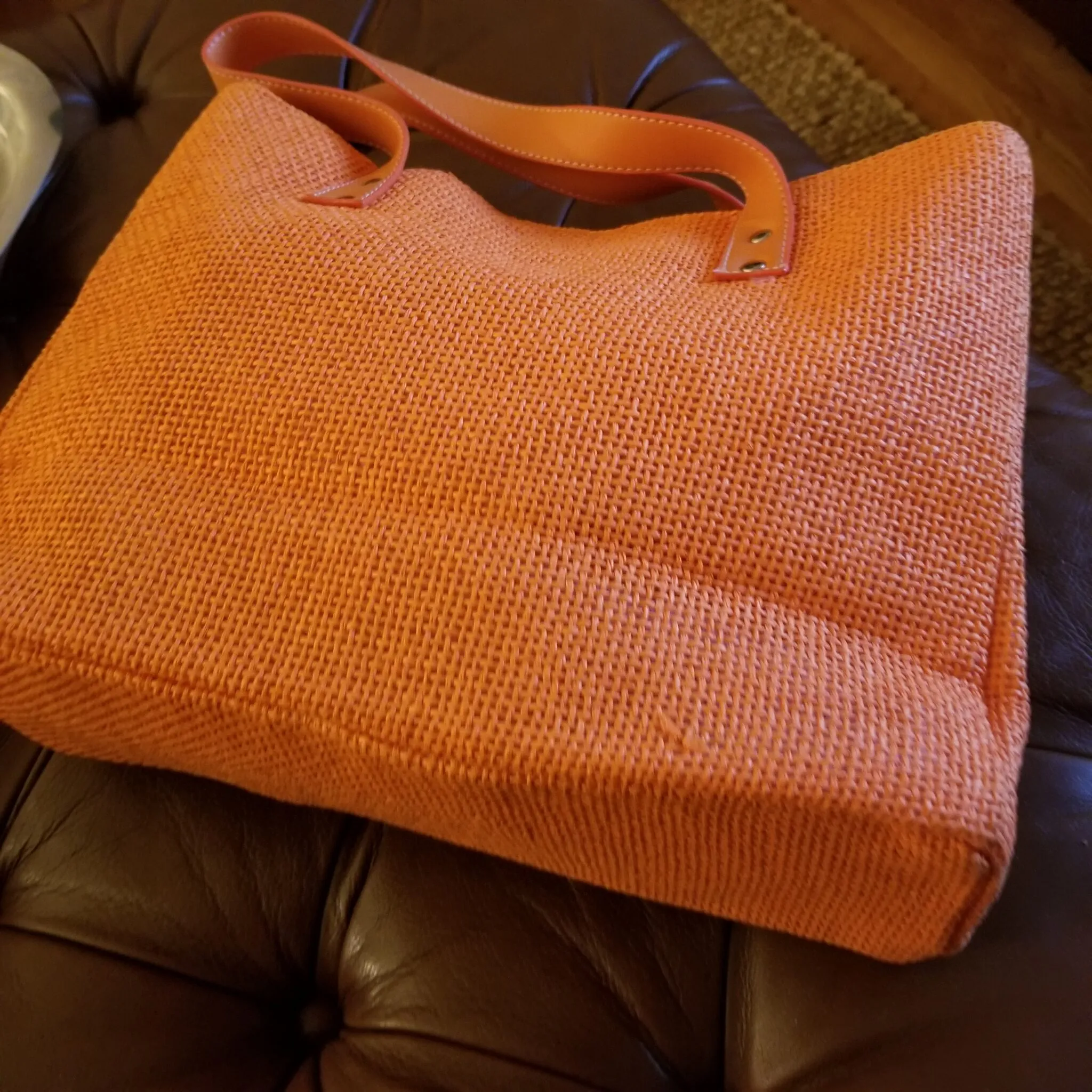 Beaded Front Straw Tote - Image 5