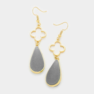 Teardrop Clover Drop Earrings (5 Colors)