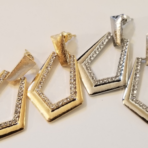 Elegant Textured & Crystal Drop Earrings (2 Colors)