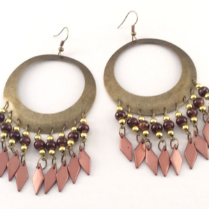 Bead, Shell and Brass Drop Earrings (4 Colors)