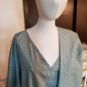 Circle Print V-Neck Mu Mu Kaftan Dress & Scarf