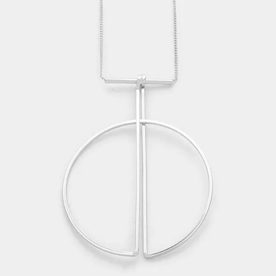 Long Geometric Pendant Necklace (2 Colors) - Image 4