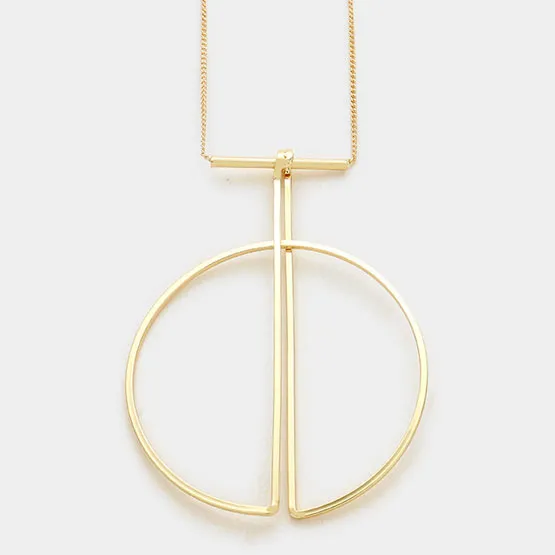 Long Geometric Pendant Necklace (2 Colors) - Image 5