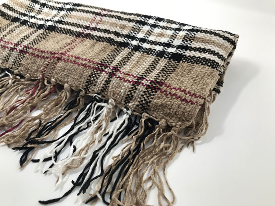 Fringed Plaid Knit Scarf - Image 2