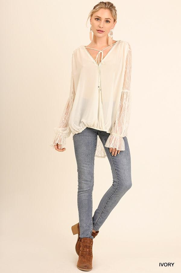 Blouson Lace Back Top - Image 2