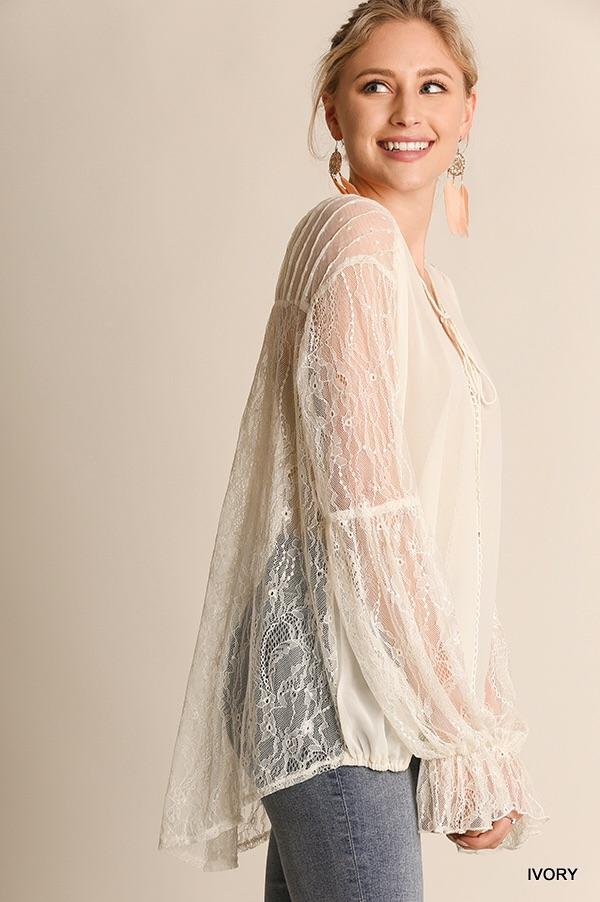 Blouson Lace Back Top - Image 3