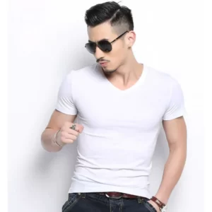 3 Pack White V-Neck Cotton T-Shirt