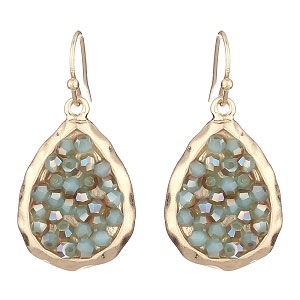 Hammered Teardrop Glass Bead Earrings (4 Colors)