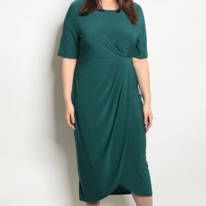 Cinched Waist Tulip Hem Midi Dress
