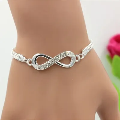 Silver Crystal Infinity Bracelet