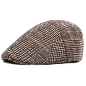 Brown Classic Plaid Scally Newsboy Cap