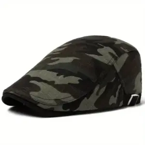 Green Camo Flat Scally Newsboy Cap