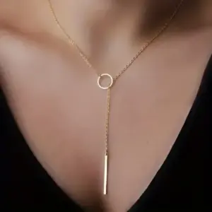 Circle Lariat Pendant Chain Necklace