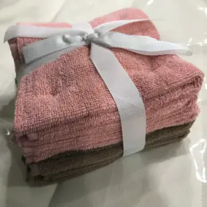 6 Pack Cotton Washcloths – Pink & Brown