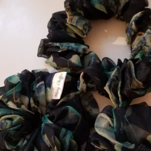 Dark Floral Chiffon Ponytail Scrunchie (2 Sizes)