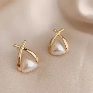 Criss-Cross Pearl Post Earrings
