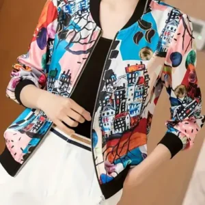 Graphic Print Bomber Jacket