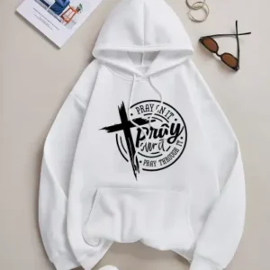 Pray Print Front Hooded Sweatshirt