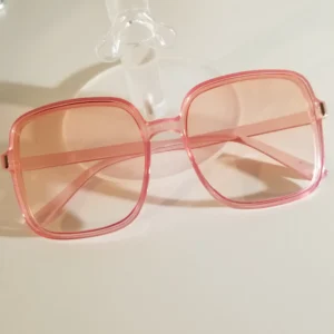 Vintage Oversized Square Pink Transparent Sunglasses