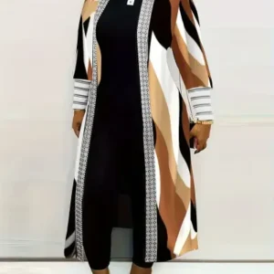 Plus Size Geometric Print Kimono Duster (2 Colors)