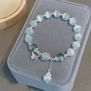 Butterfly Charm Crystal Clear Stretch Bracelet