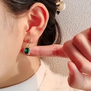 Crystal Diamond & Emerald Earrings