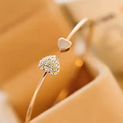 Heart To Heart Gold Cuff Bangle Bracelet