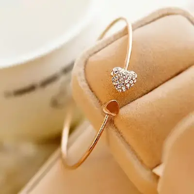 Heart To Heart Gold Cuff Bangle Bracelet - Image 4