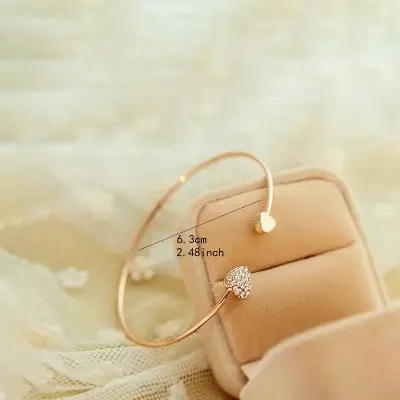 Heart To Heart Gold Cuff Bangle Bracelet - Image 3