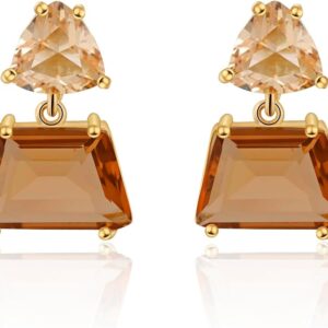 Brown Crystal Geo Shaped Post Earrings