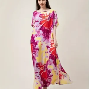 Vibrant Print Modest Mu Mu Kaftan Dress