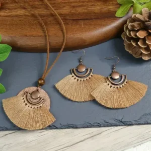 Aztec Tassel Pendant Earrings & Necklace Set