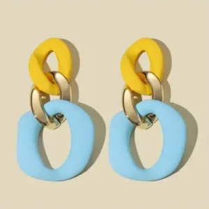 Colorful Chain Link Drop Earrings (4 Colors)