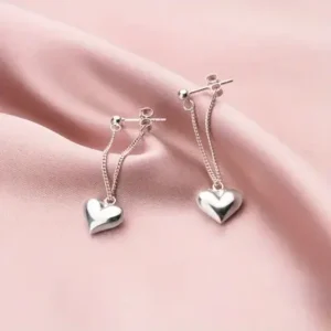 Adorable Heart On A Chain Drop Earrings