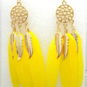 Fabulous Feather & Crystal Drop Earrings (10 Colors)