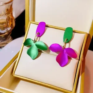 Leaf Bright Color-Match Drop Earrings
