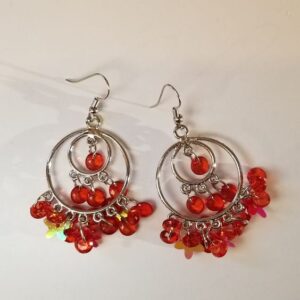 Cluster Clear Color Beads & Flowers Drop Earrings (5 Colors)