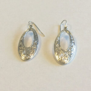Etched Oval Hoop Earrings