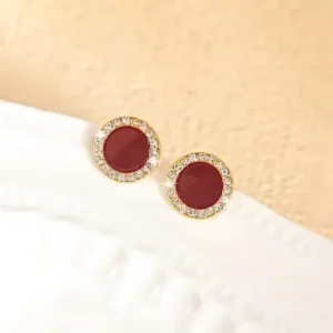 Red Enamel Stud Fashion Earrings