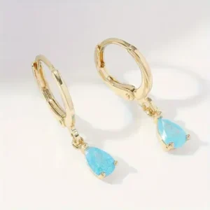 Petite Gems Drop Hoop Earrings (3 Colors)