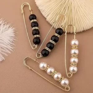 Pamela Crystal Safety-Pin Fashion Brooch Pin Set (2 Colors)