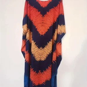 Vibrantly Colored Striped V-Neck Mu Mu Kaftan Dress