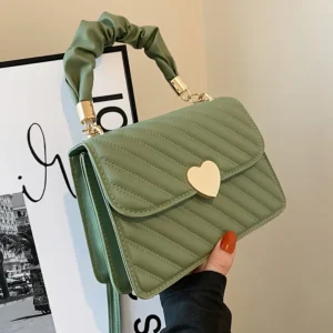 Stripe Texture Heart Flap Crossbody Bag (2 Colors)