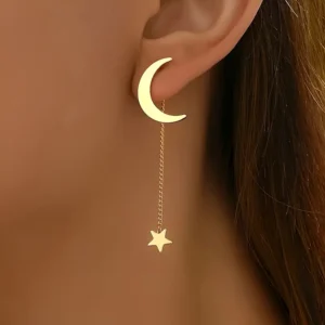 Whimsical Moon Star Drop Earrings (2 Colors)