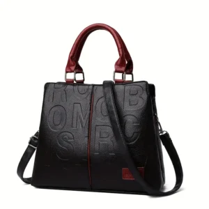 Letter Embossed Contrasting Color Tote Crossbody Bag