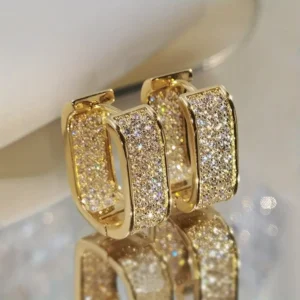Beautiful Inlaid Diamond Fashion Hoop Earrings